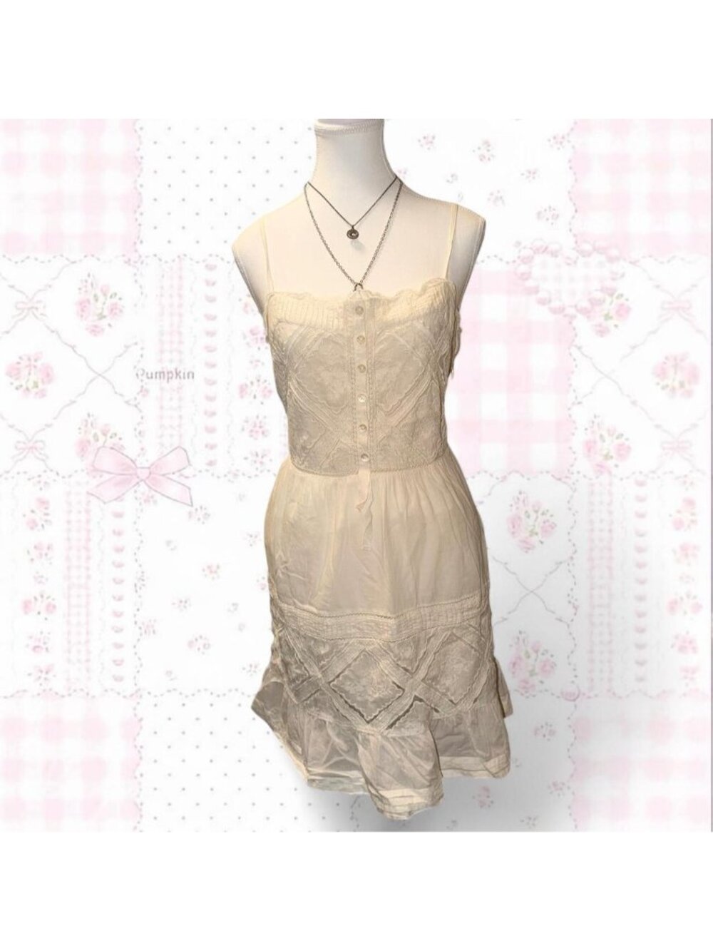 Juicy Couture Cream Lace-Trim Midi Dress